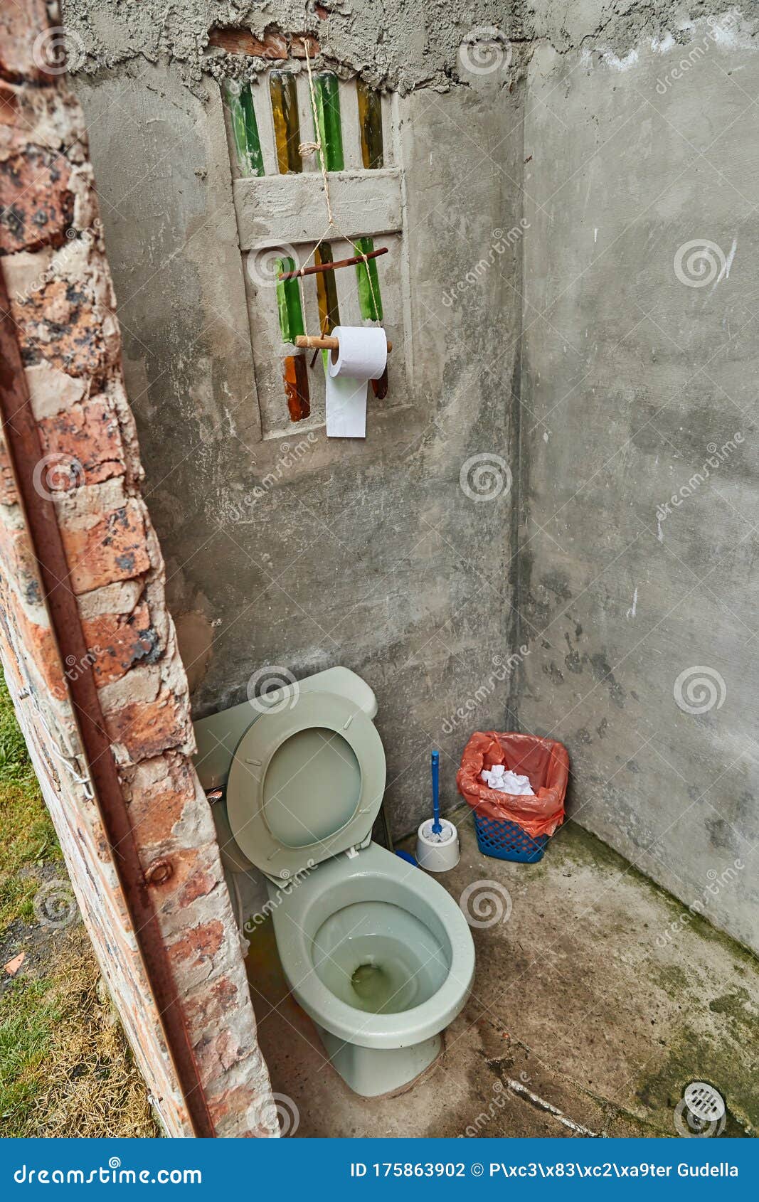 Toilet in the backyard stock photo. Image of cold, hygienic 175863902
