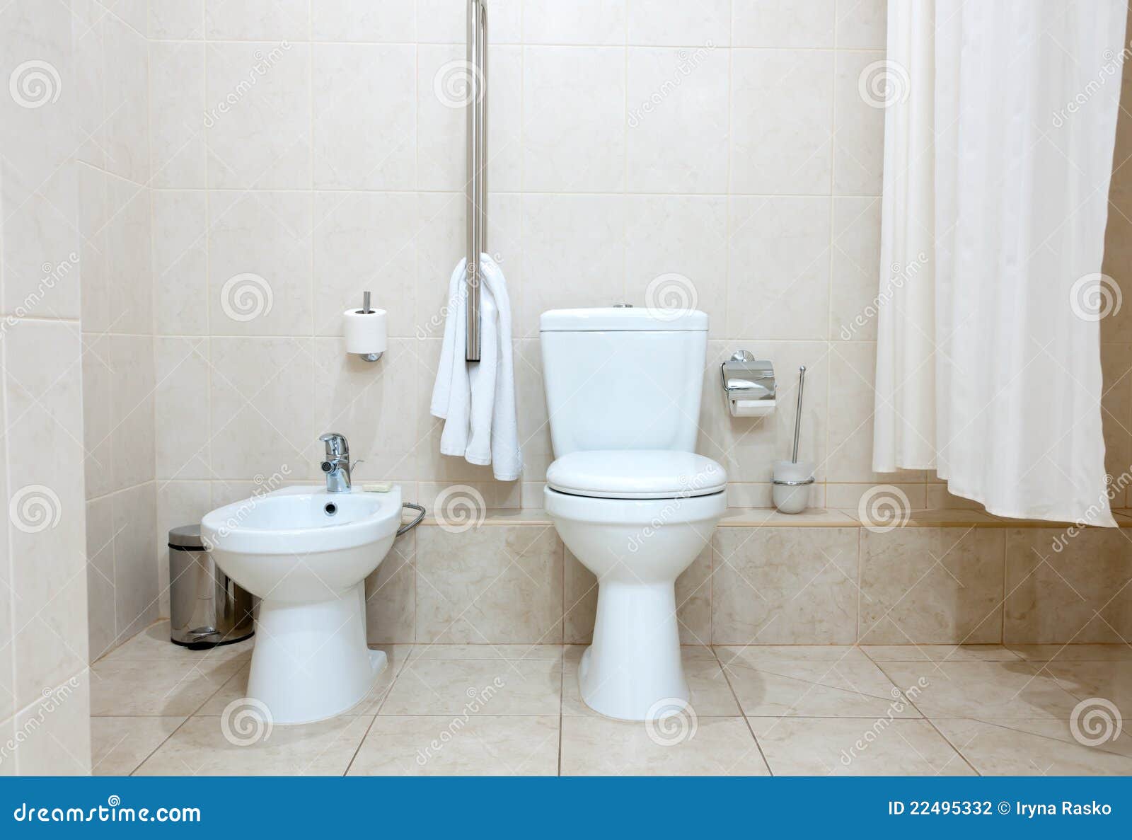 Toilet and bidet stock photo. Image of tiles, real, hopper 22495332