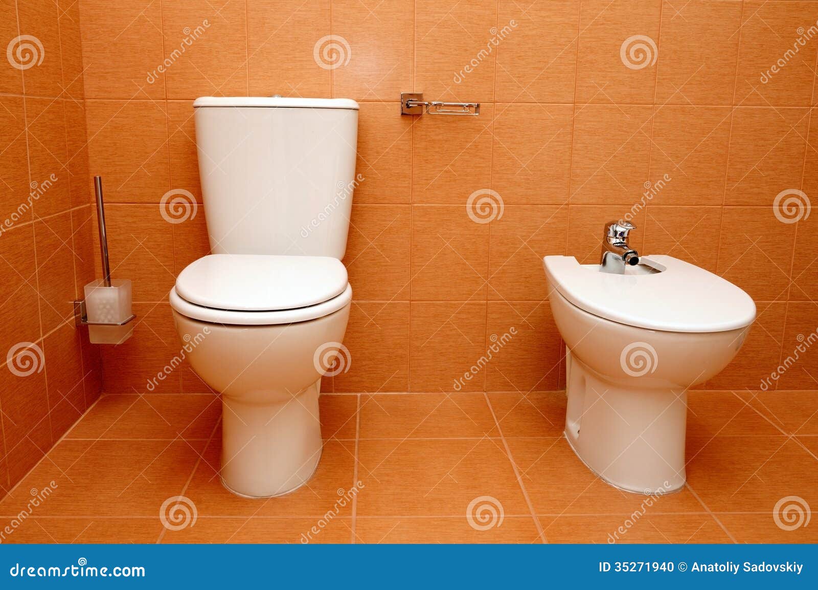 Toilet and bidet stock photo. Image of home, wall, equipment 35271940