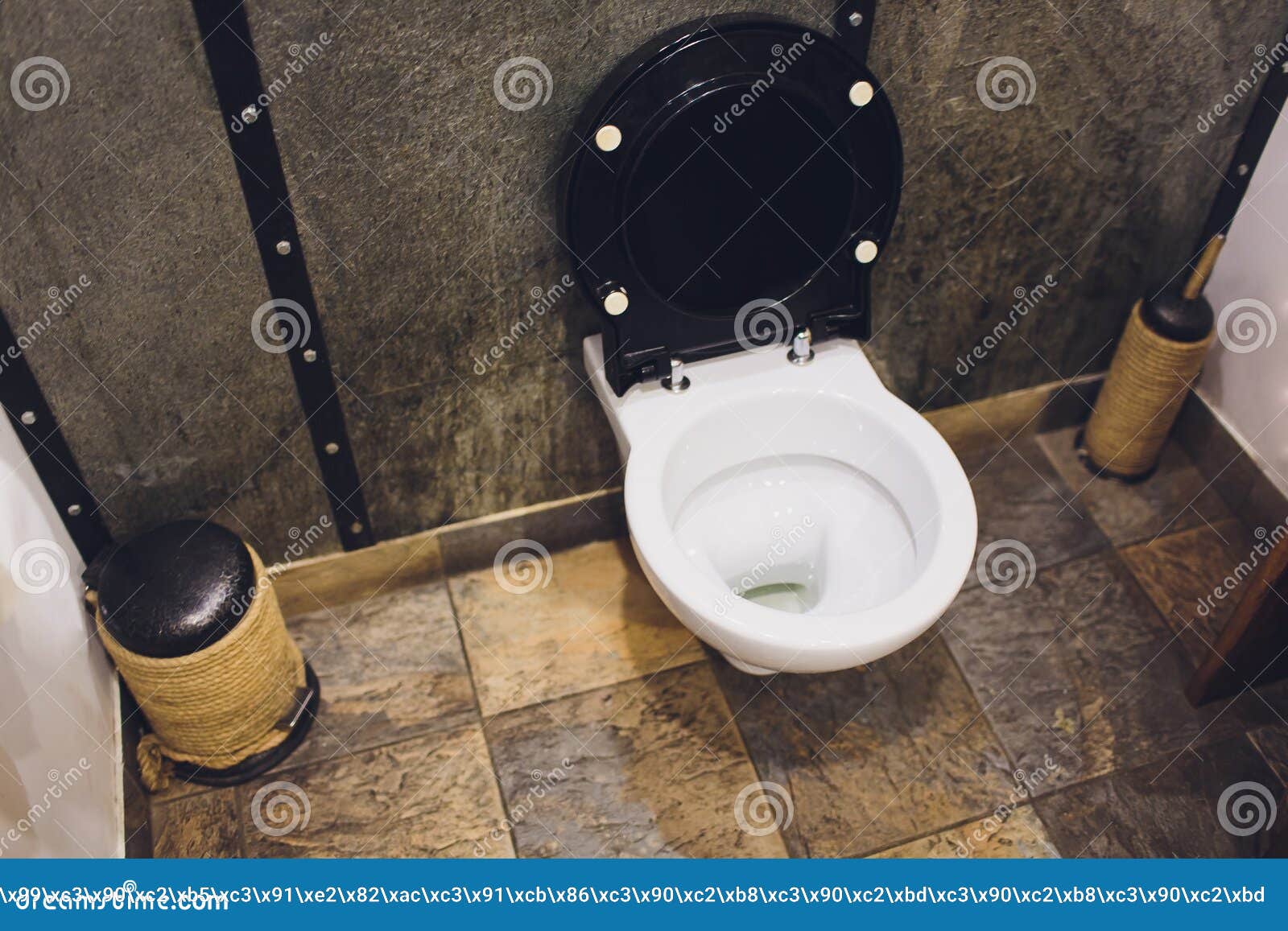 Toilet Bowl with Bidet Shower in Toilet. Stock Image Image of wall