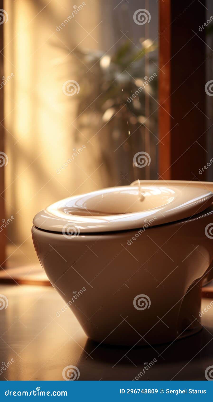 A Toilet Bowl with Water Running Out of it, AI Stock Image Image of