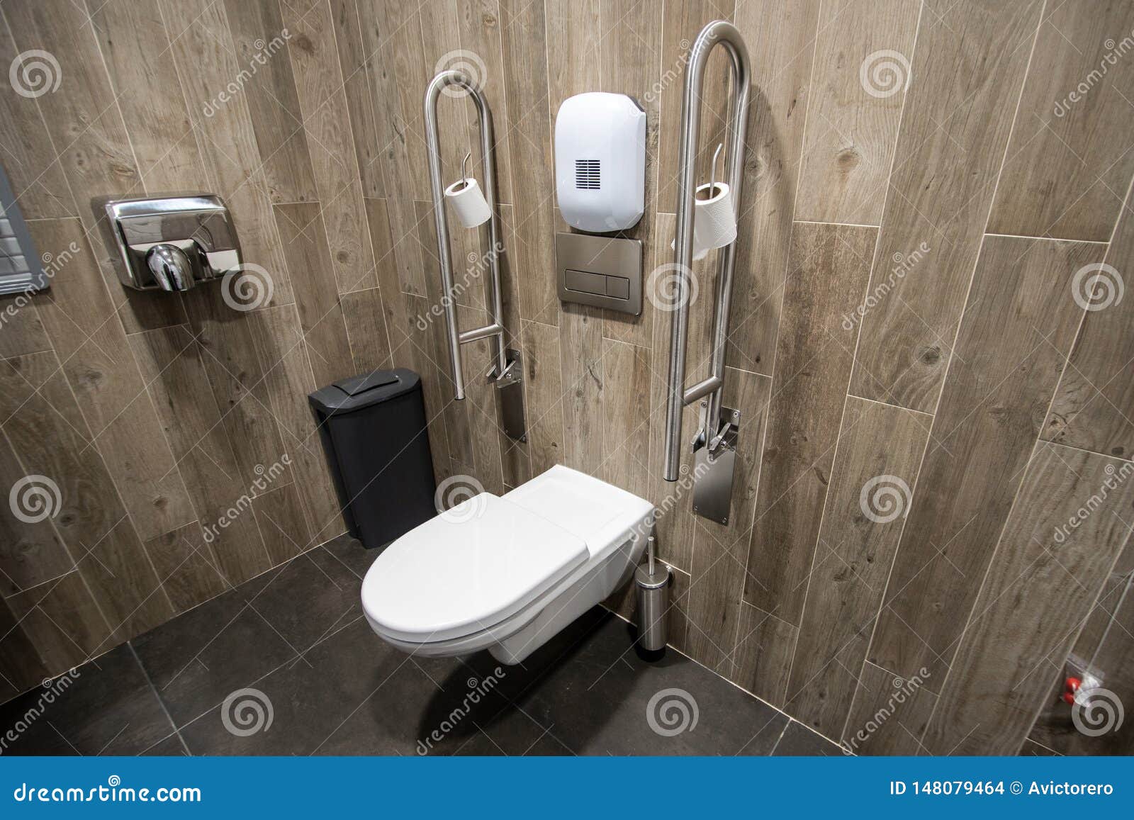 Toilet for Elderly of Disable People with Handrail at the Side Stock