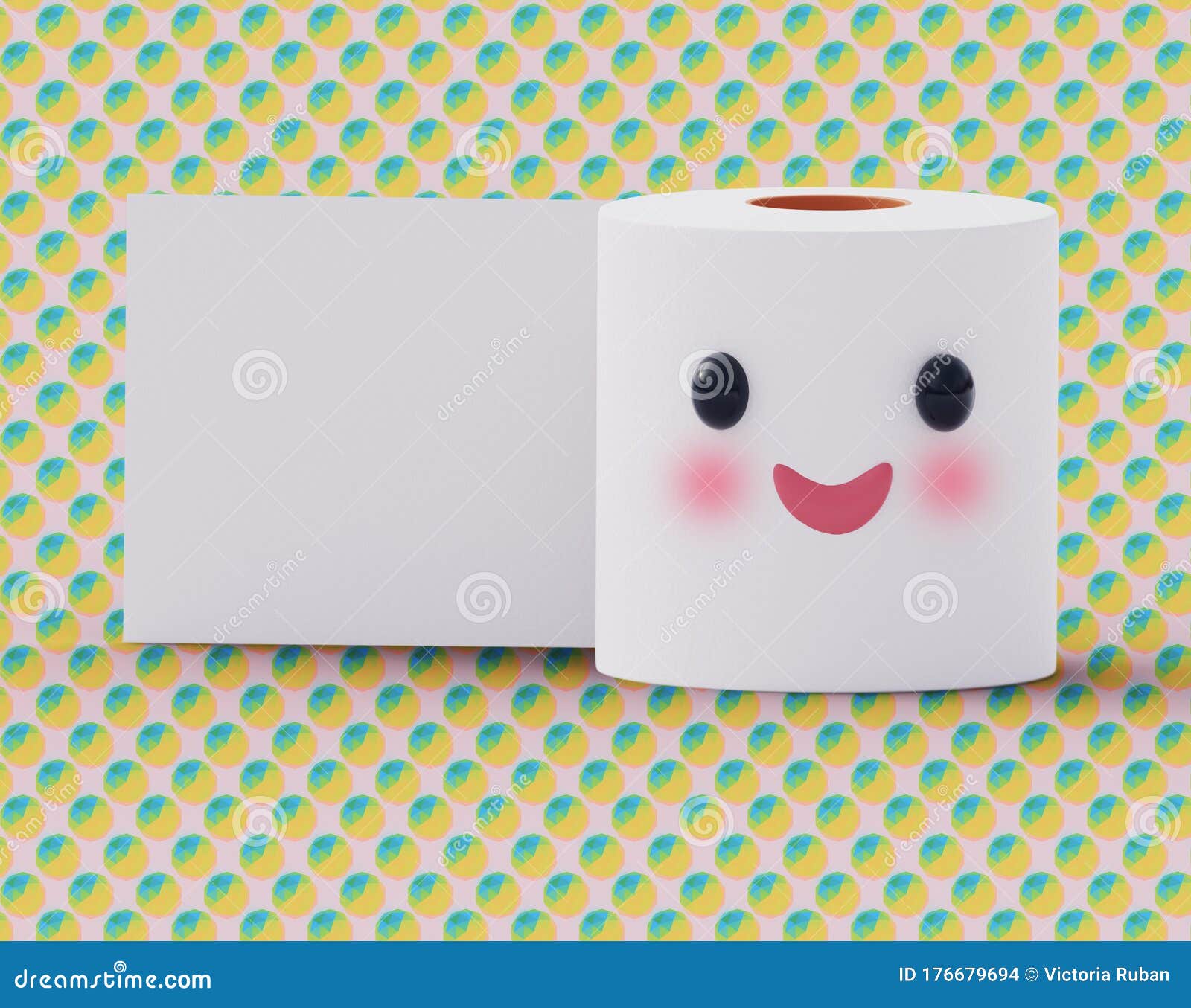 Toilet Paper with Cute Face Stock Illustration Illustration of