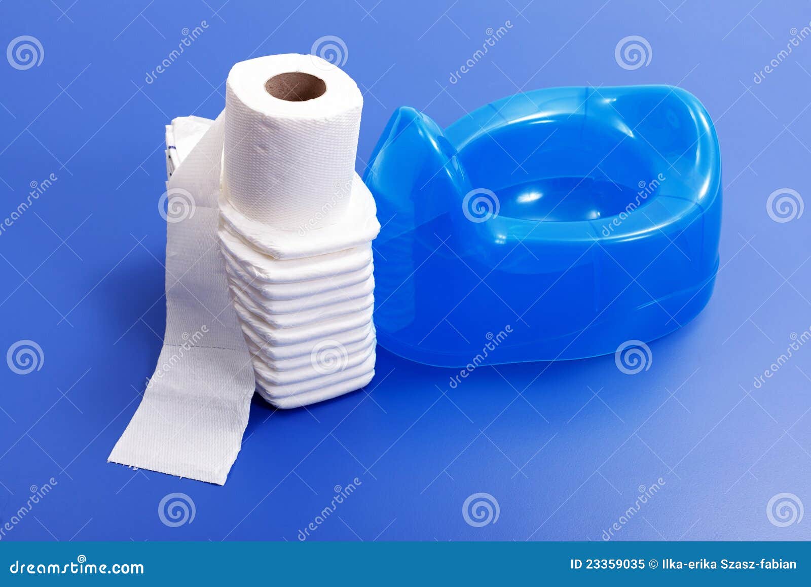 Toilet Paper, Diapers and Blue Potty Stock Image Image of infant