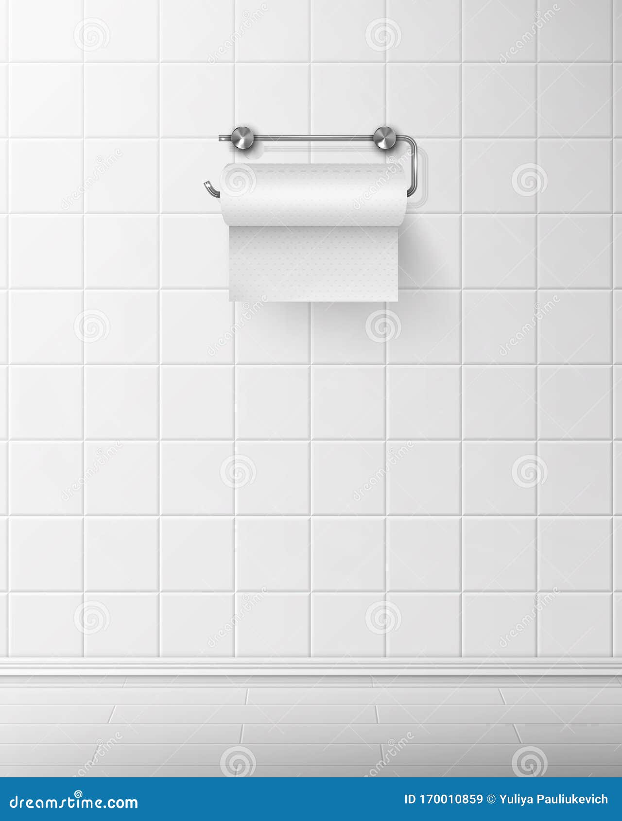 Download Toilet Paper On Metal Holder Hang On Tiled Wall Stock Vector - Illustration of care, cleanliness ...