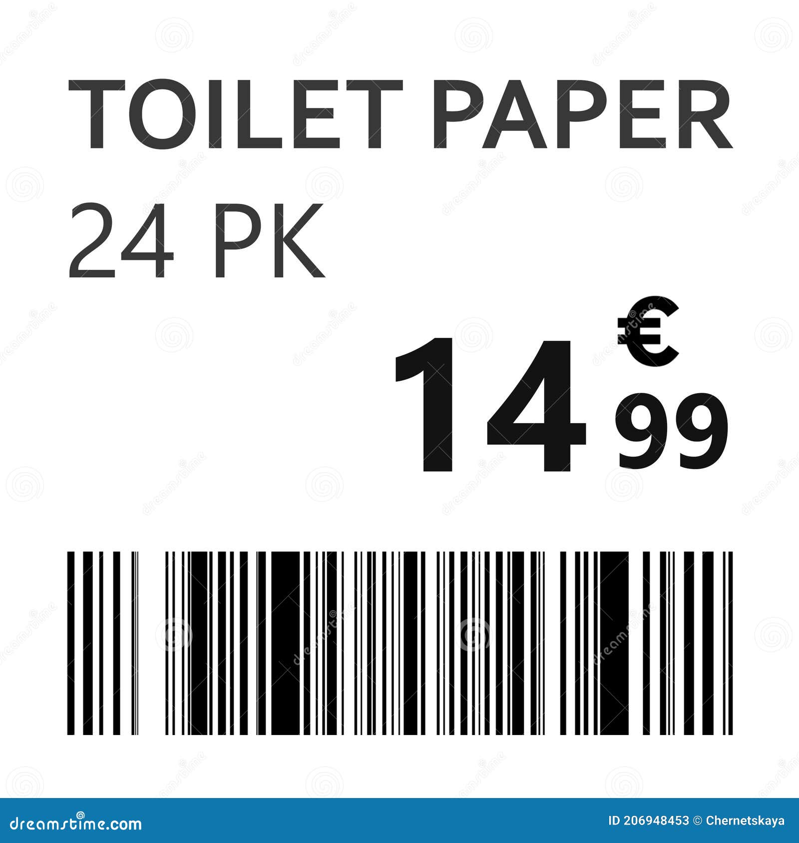 Toilet Paper Price Tag with Barcode, Illustration Stock Illustration