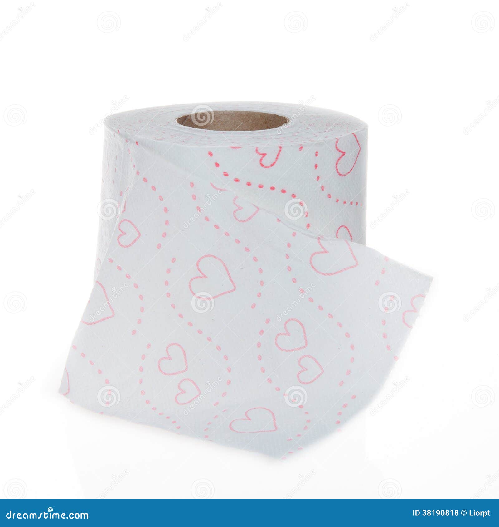 Toilet Paper Roll with Hearts Pattern Stock Photo Image of white