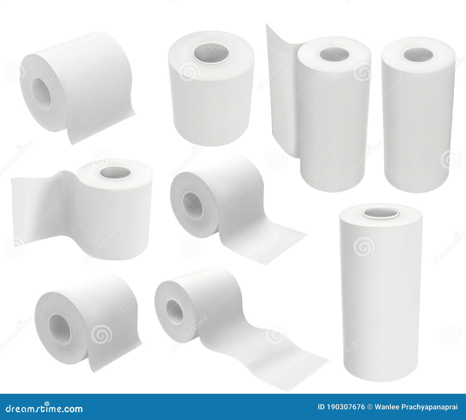 Toilet Paper Roll Isolated on White Background. Mock Up Package Vector ...