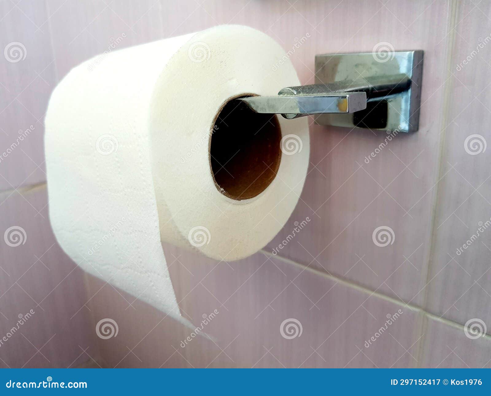 Toilet Paper Roll on the Wall in Bathroom. Stock Image - Image of white, lighting: 297152417