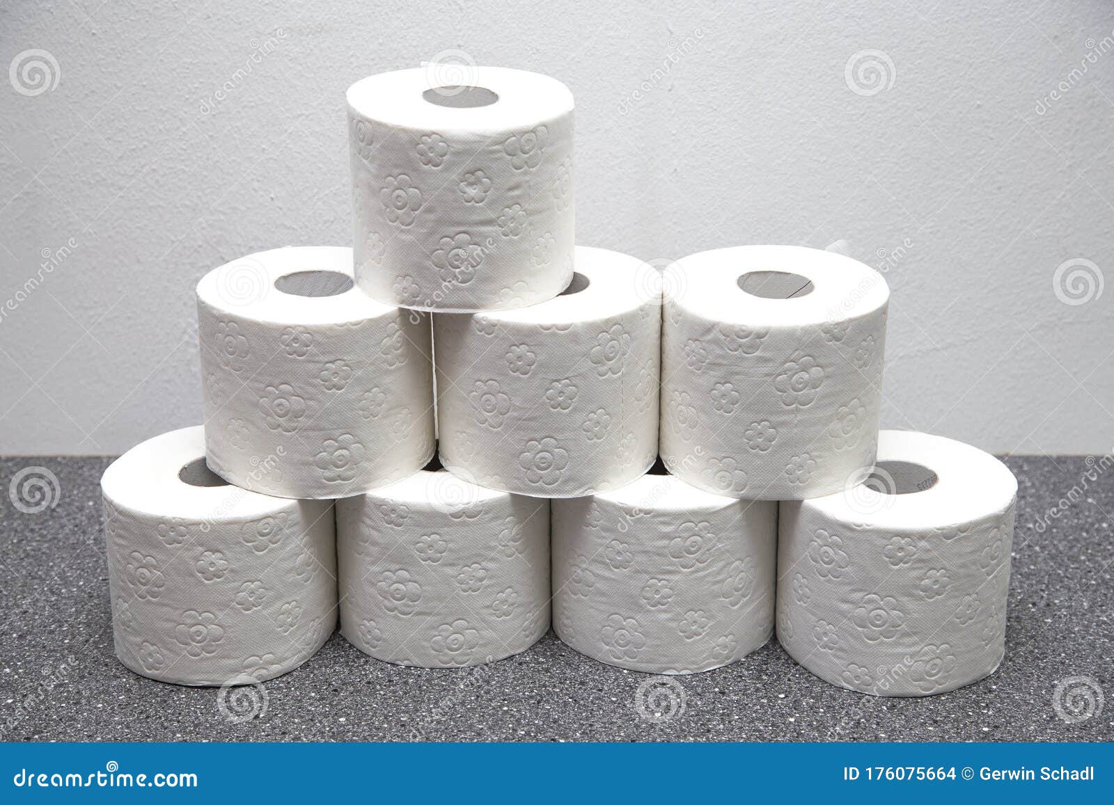 Toilet Paper Stack, Bottleneck in the Supermarket Stock Photo Image