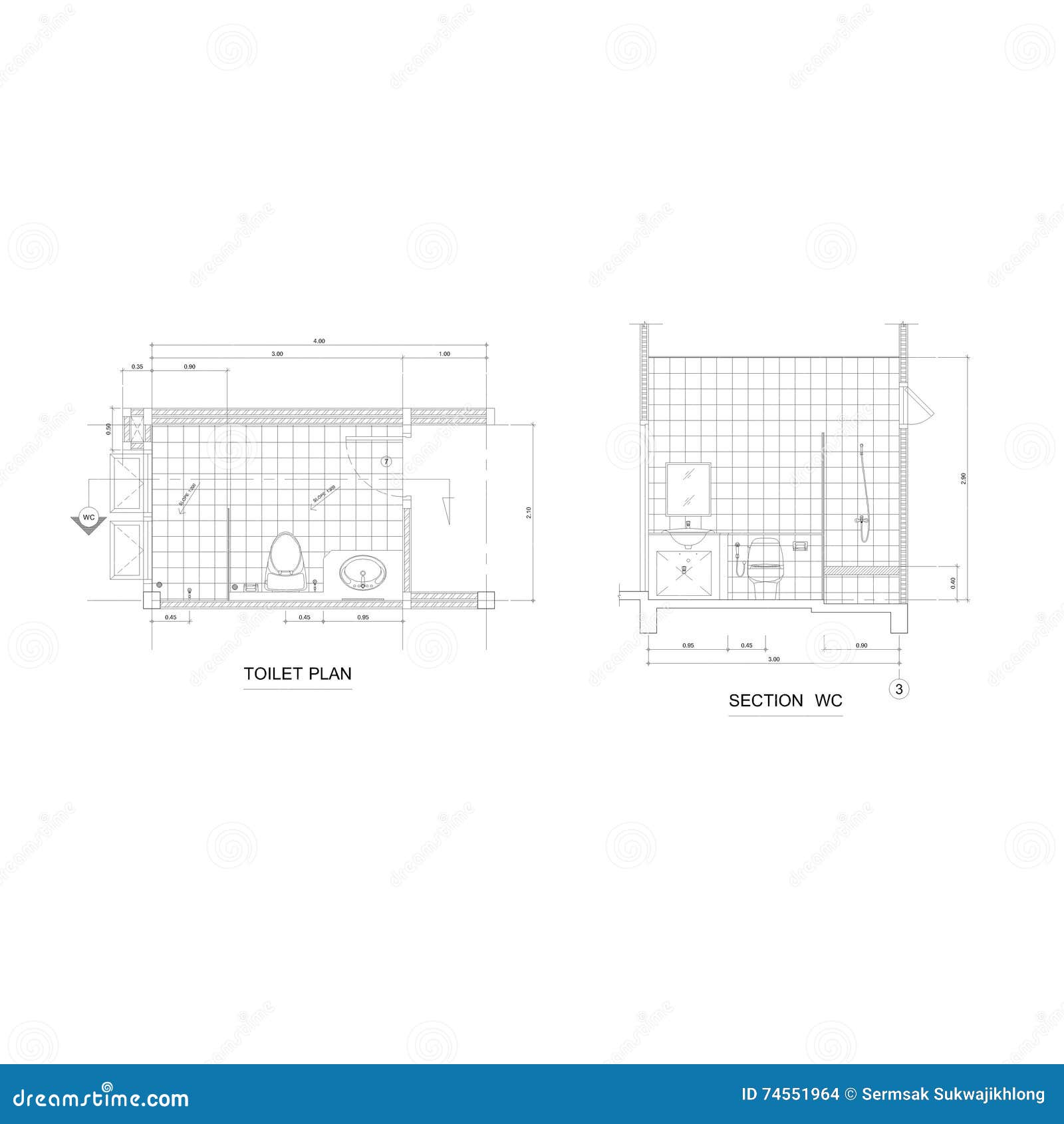 Toilet Plan Drawing Stock Image 74551957