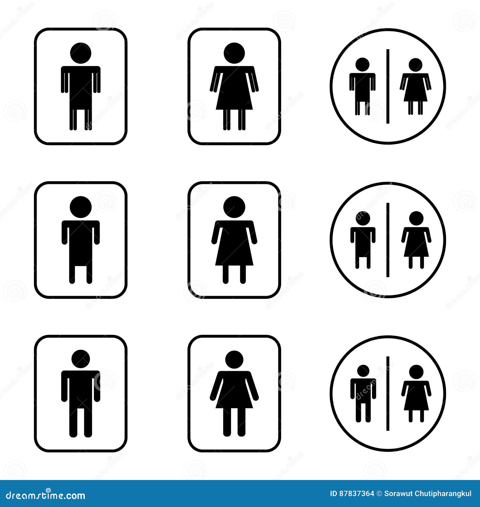 Toilet Sign Design Icons Set Stock Vector - Illustration of gentlemen ...
