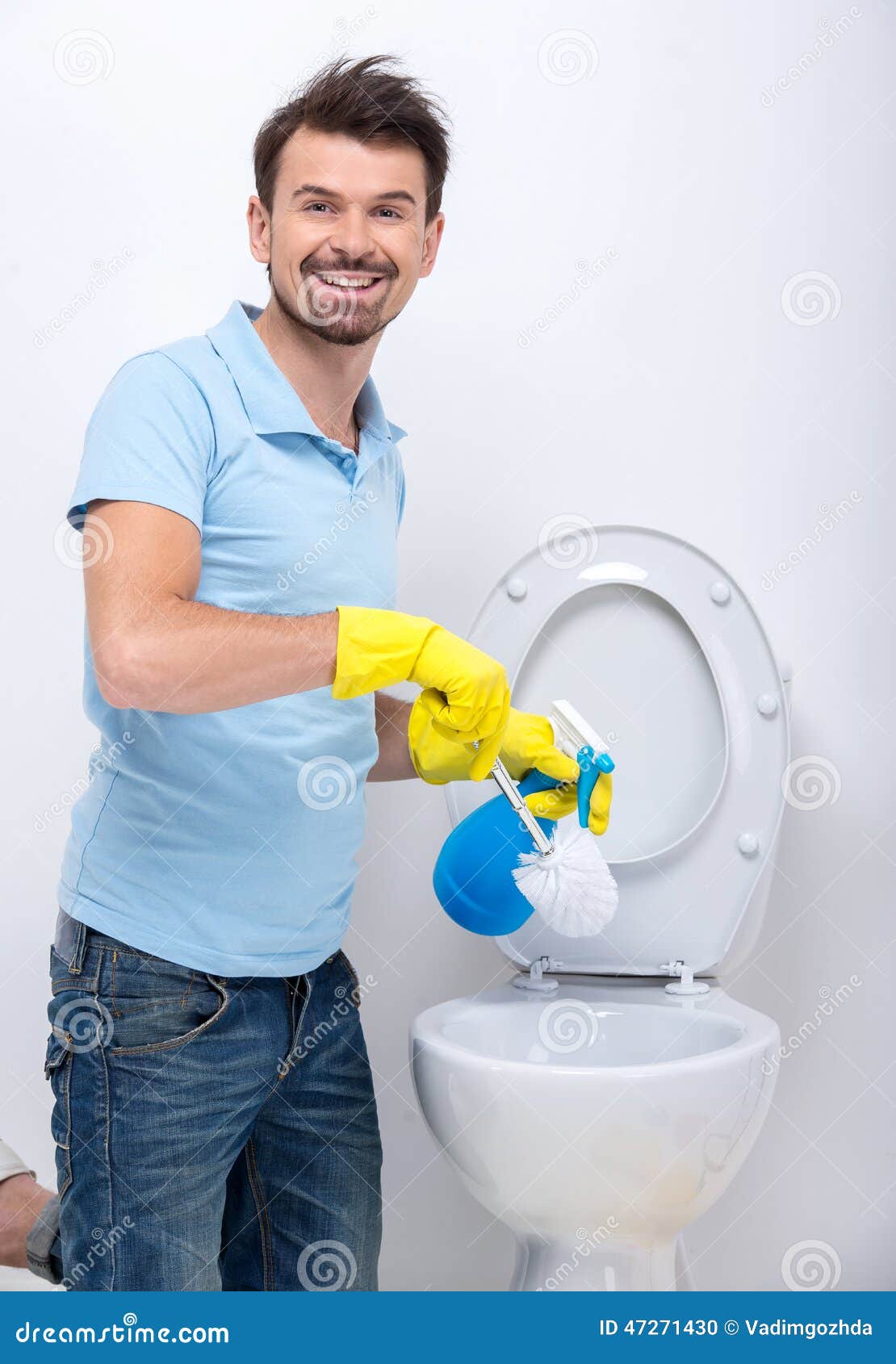 Toilet stock photo. Image of laborer, handsome, contractor 47271430