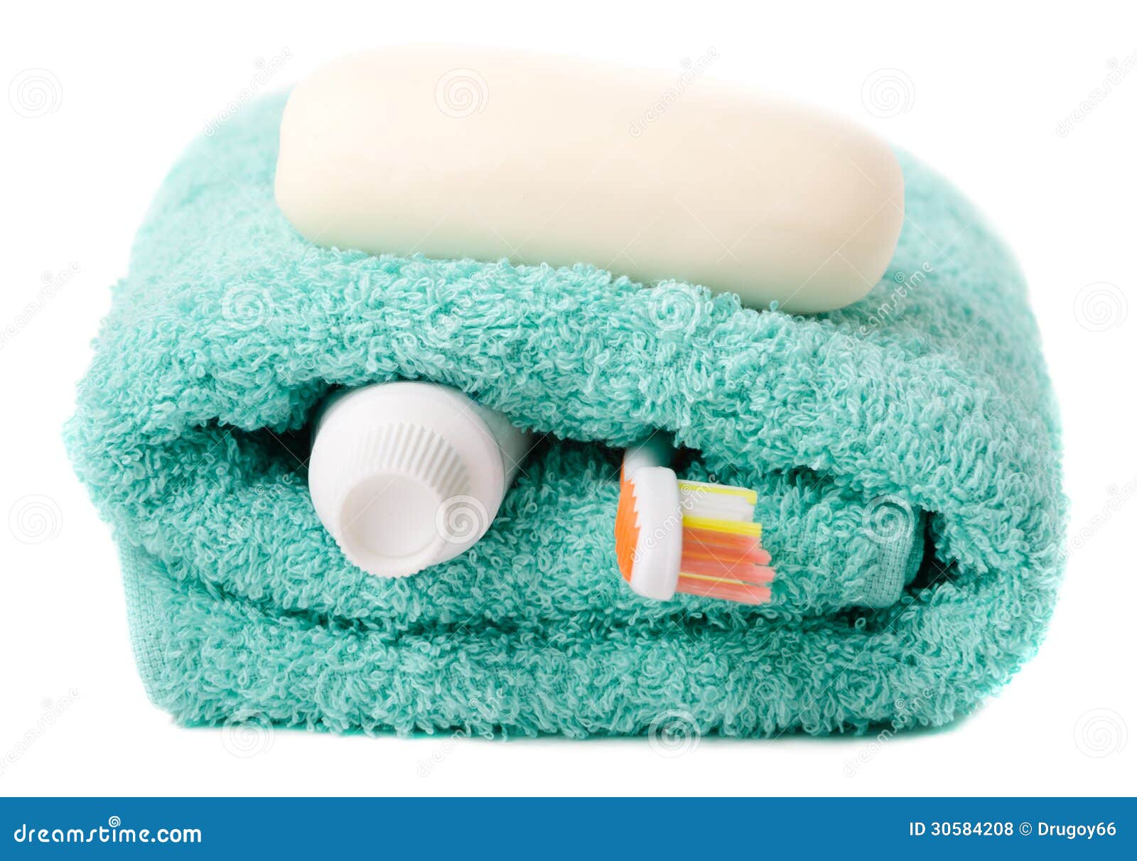 toiletries (toothbrush, soap, towel)