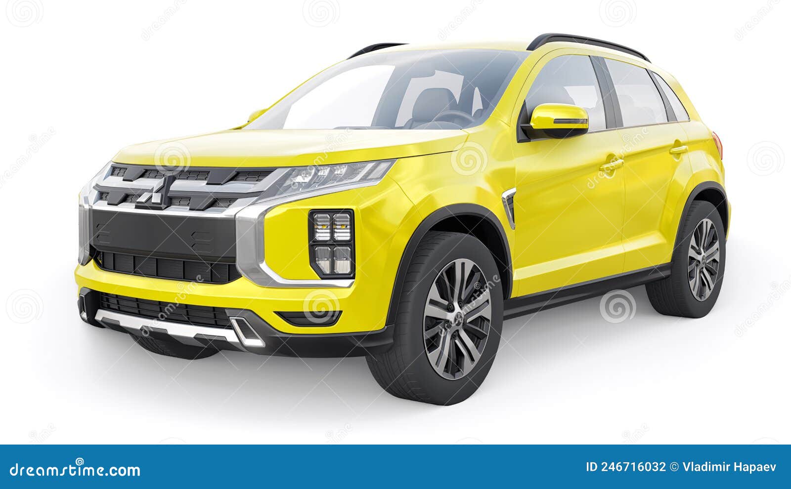 Tokyo. Japan. April 6, 2022. Mitsubishi ASX 2020. Yellow Compact Urban SUV  On A White Uniform Background With A Blank Body For Your Design. 3d  Illustration Stock Photo, Picture and Royalty Free Image. Image 186621764.