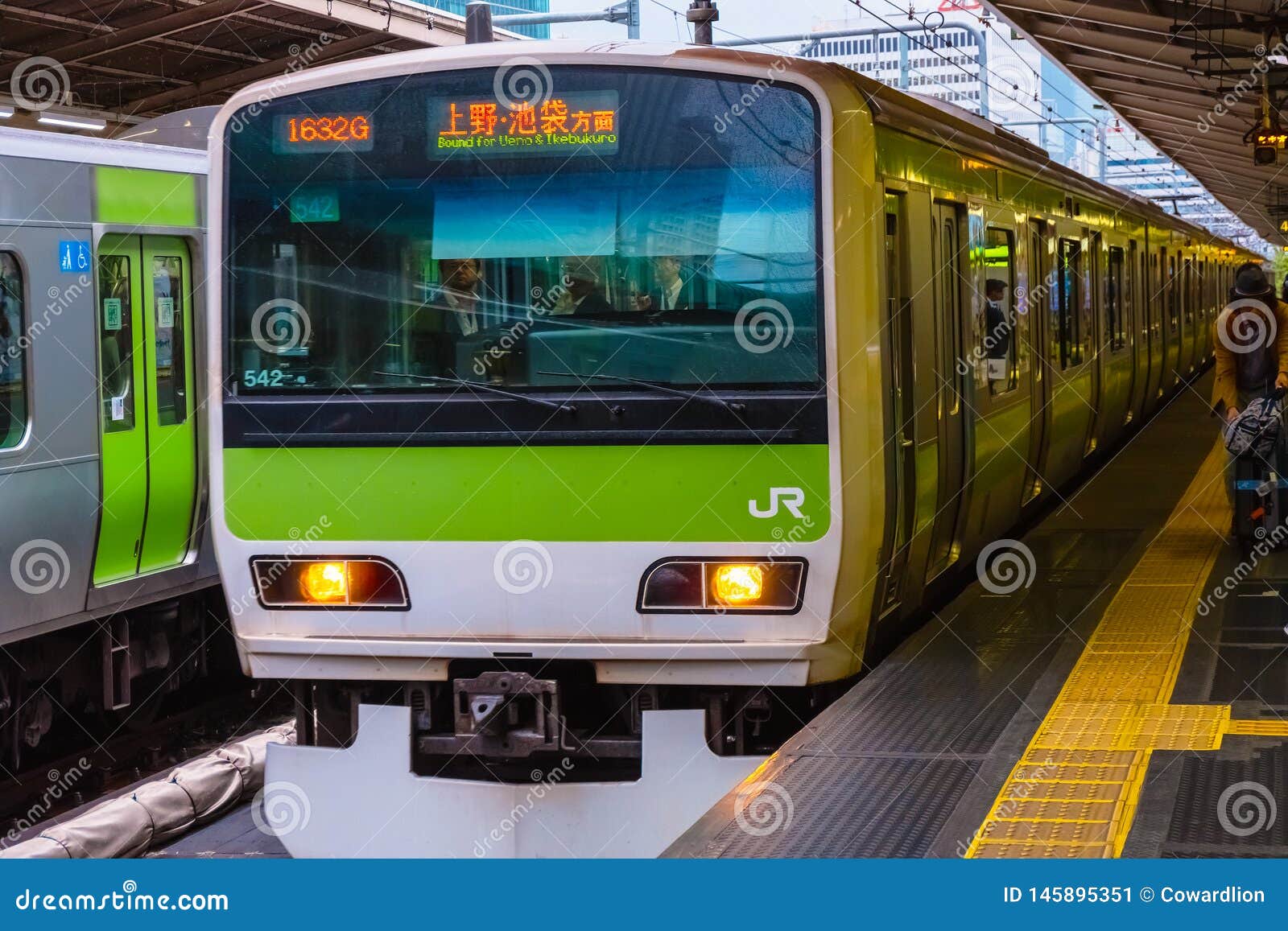 Yamanote Line Train At Fast Speed Passing Over The Nakazato Railroad yamanote-line-train-at-fast-speed-passing-over-the-nakazato-railroad