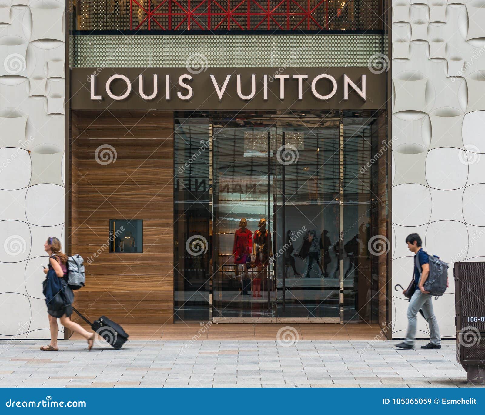 Louis Vuitton Store Front Window on GInza Street in Tokyo