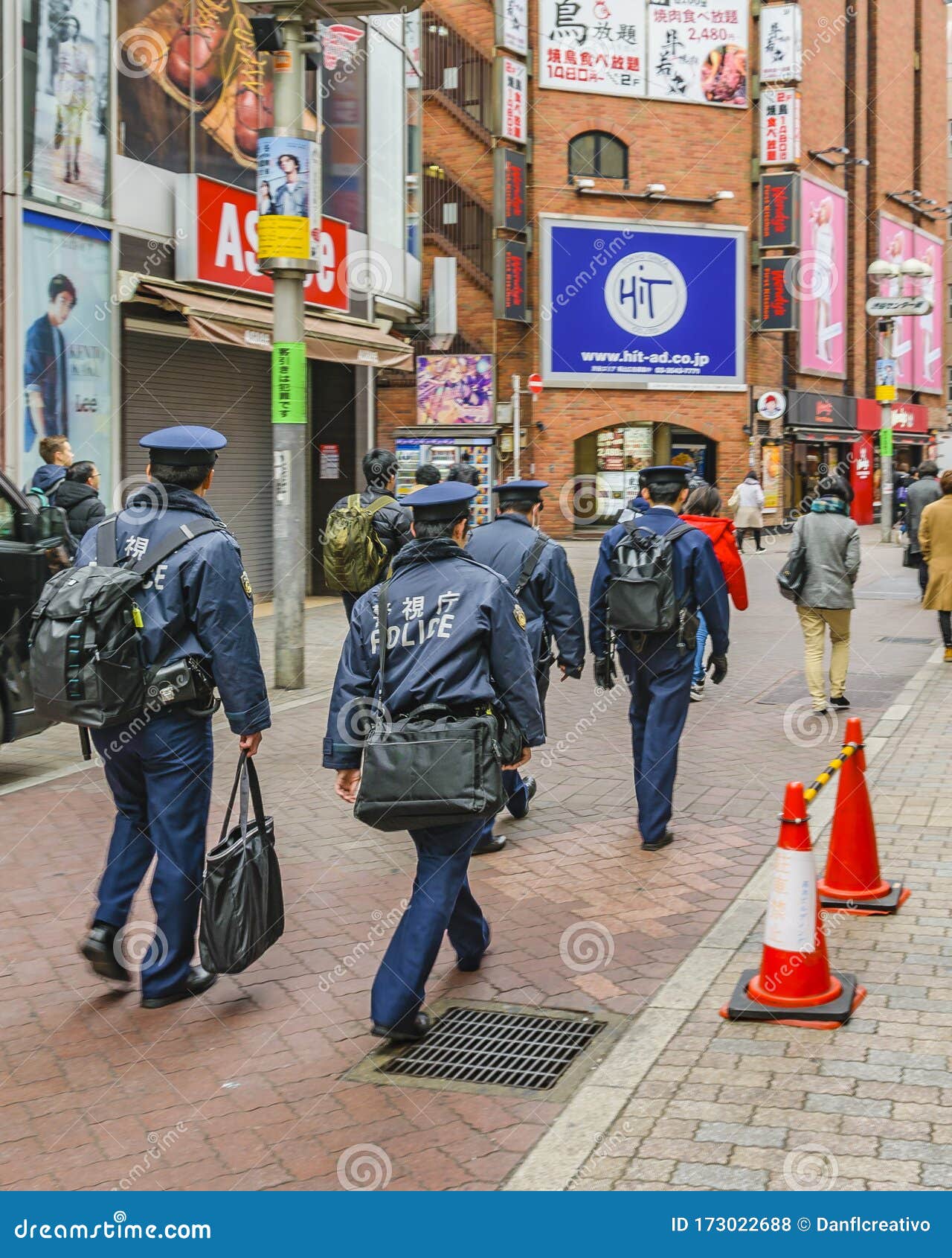 Cops Walking at Shibuya District, Tokyo, Japan Editorial Stock Photo