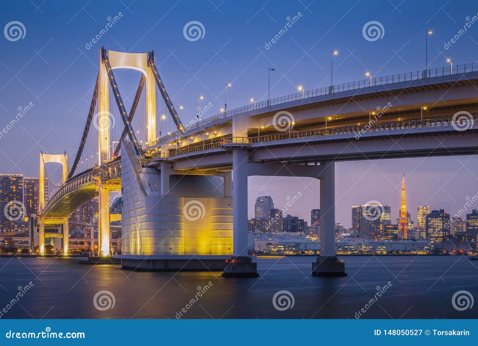 tokyo rainbow bridge and tokyo tower