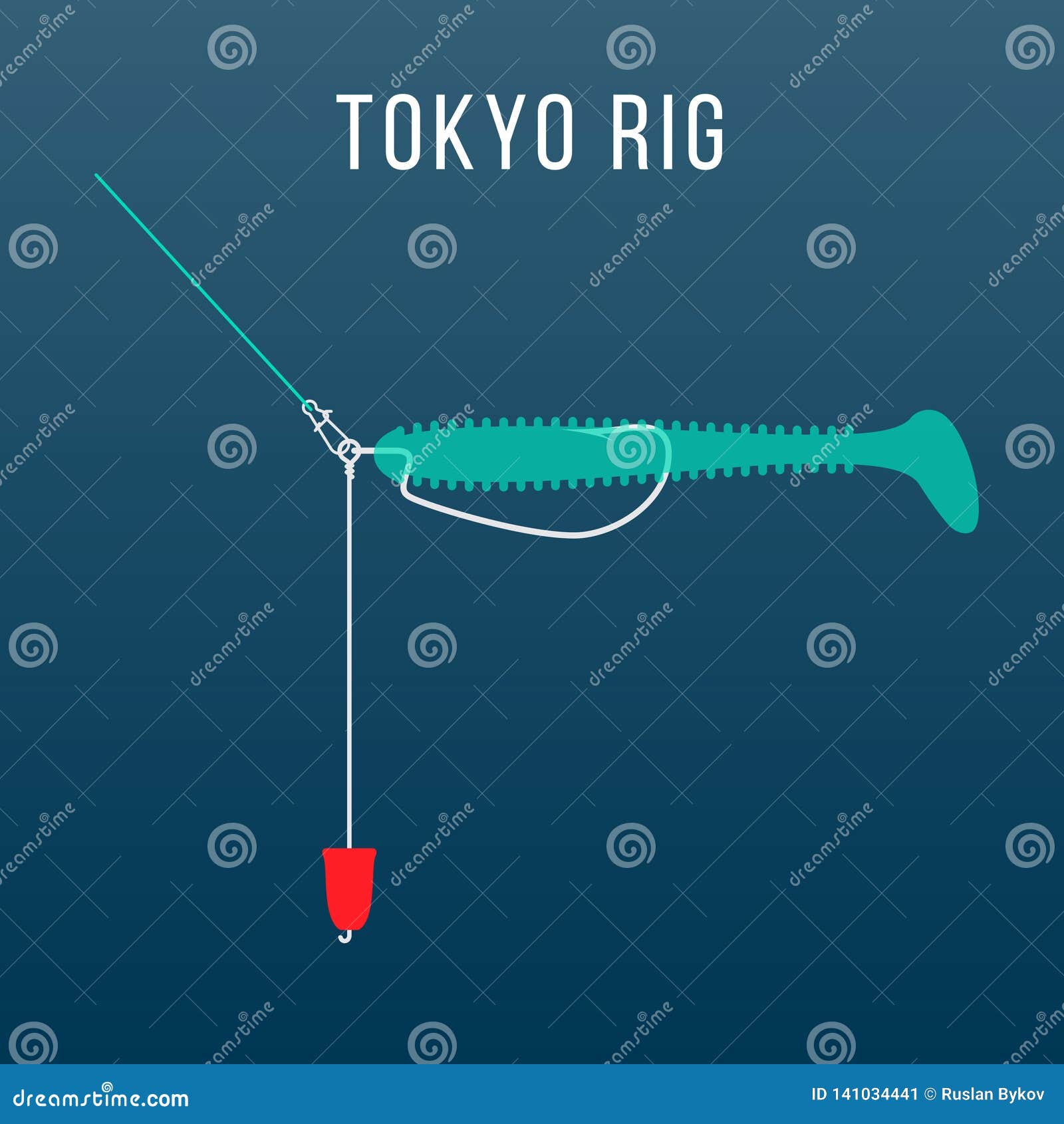 Tokyo Rig Fishing Tackle Setup. Stock Vector - Illustration of