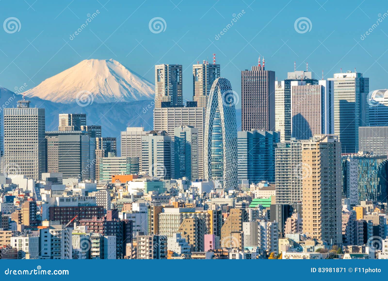 Tokyo Skyline And Mountain Fuji Stock Image Image Of Japan Economy