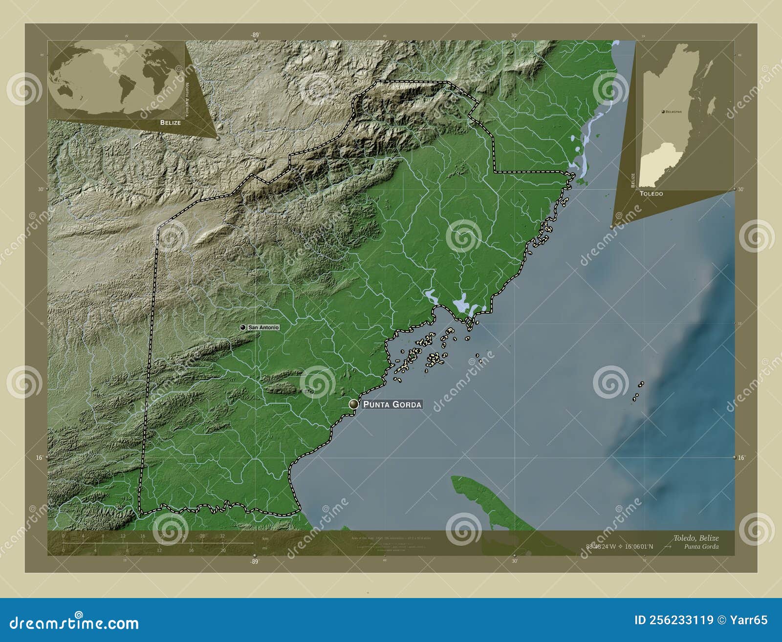 Toledo, Belize. Wiki. Labelled Points of Cities Stock Image Image of