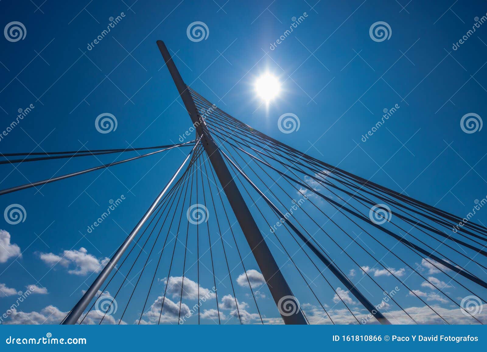 toledo bridge of tubular metal structure with the front sun