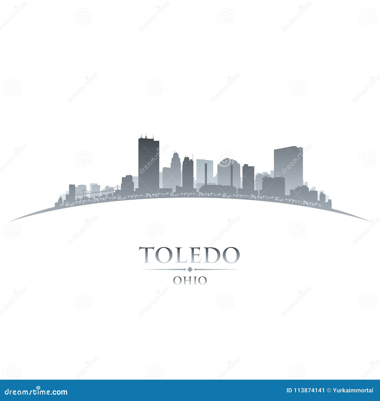 toledo ohio city silhouette white background