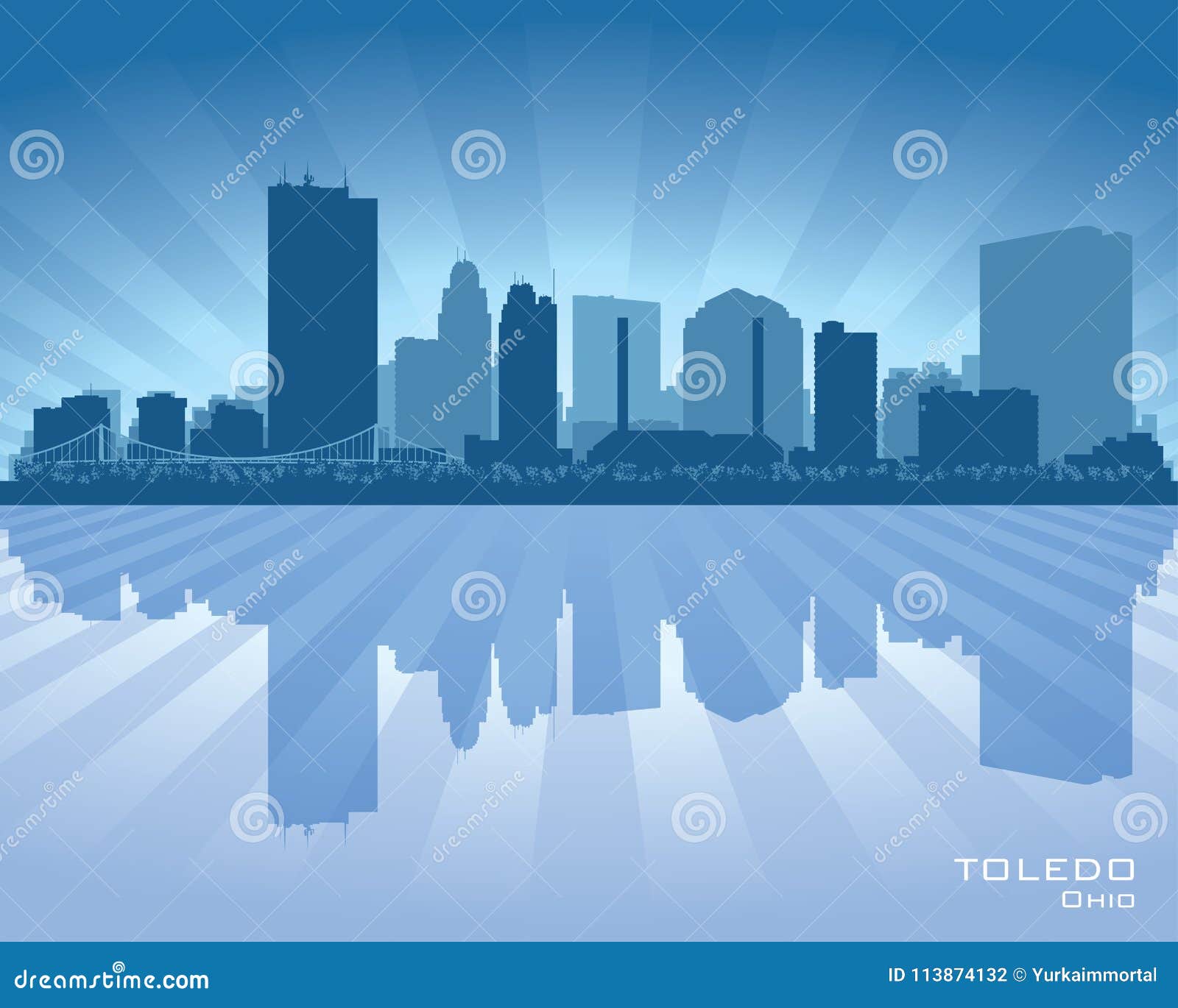 toledo ohio city skyline  silhouette