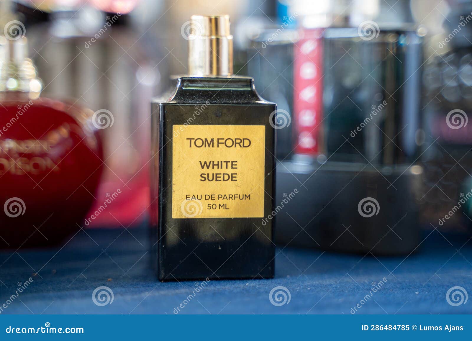 Tom Ford White Suede Perfume Bottle at the Flea Market. Editorial Image ...
