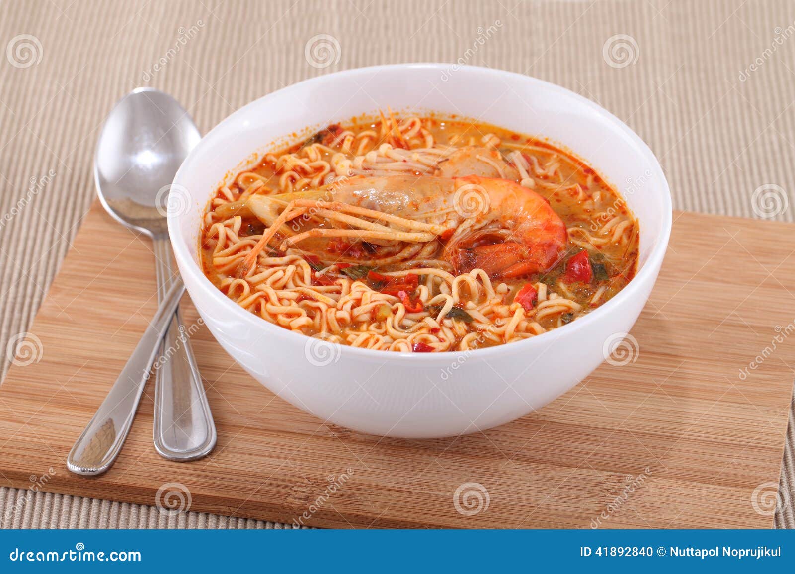 Tom Yam Koong Soup with Noodles Stock Photo Image of meat, milk 41892840