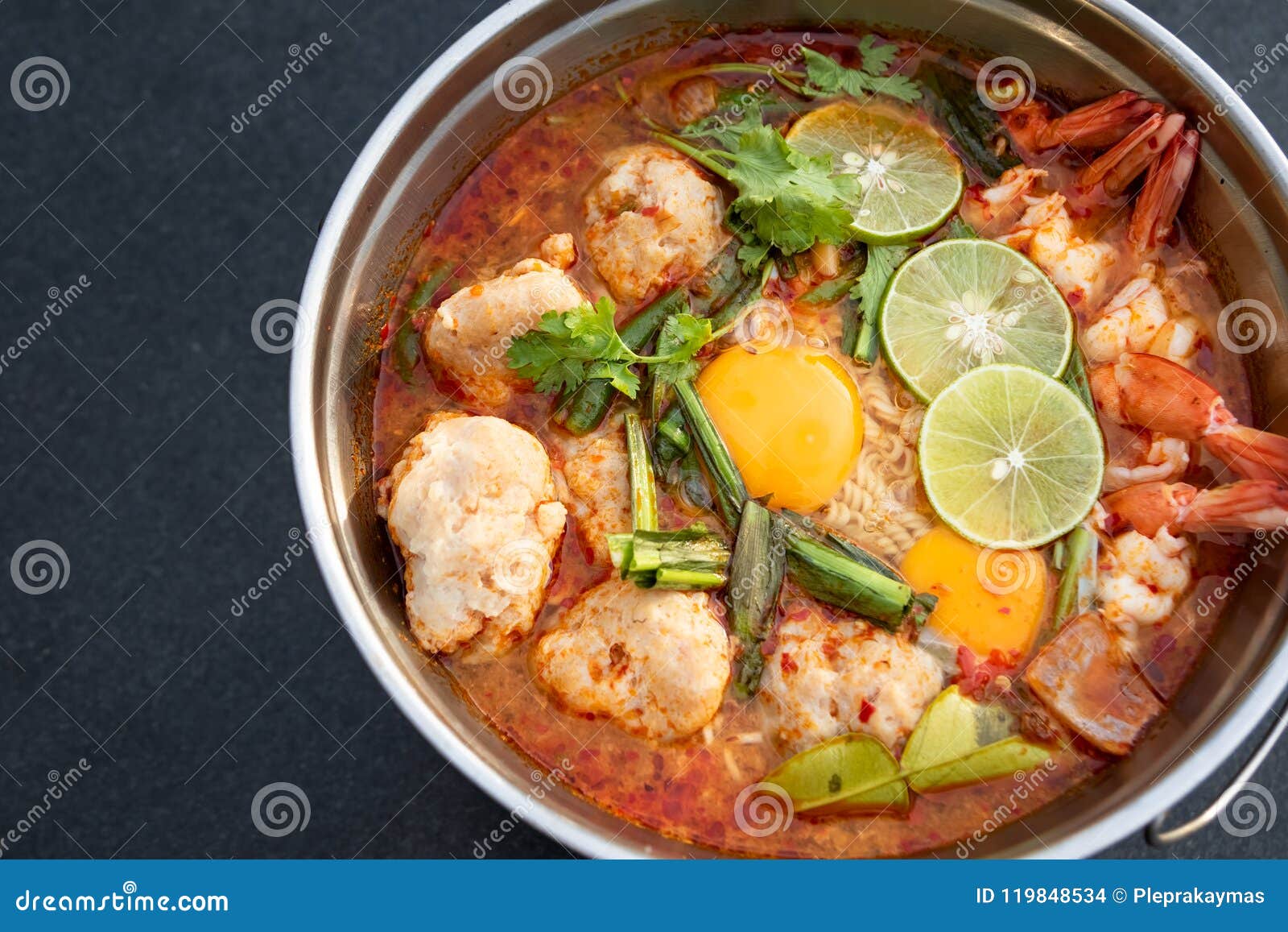 Tom Yum Goong Soup Fire Pot Traditional Asian Food Stock Photo - Image ...