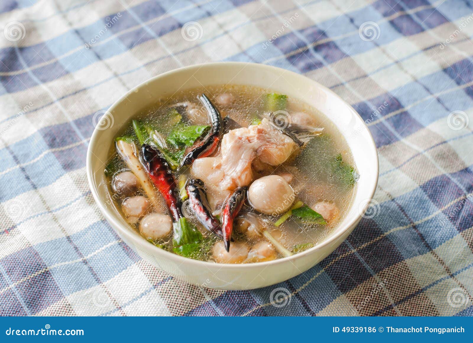 Tom yum soup with fish stock photo. Image of pumpkin 49339186