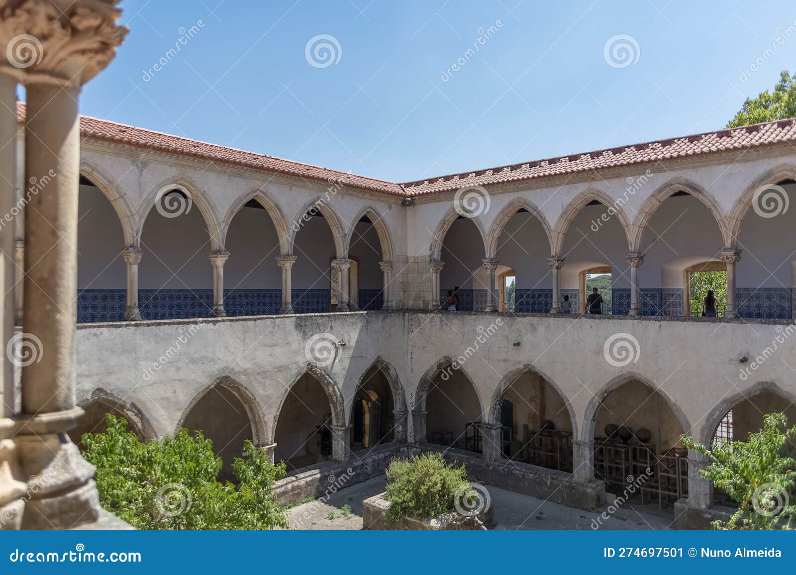 view at the ornamented romanesque wash cloister, or claustro da lavagem, an iconic piece of the portuguese romanesque type, on