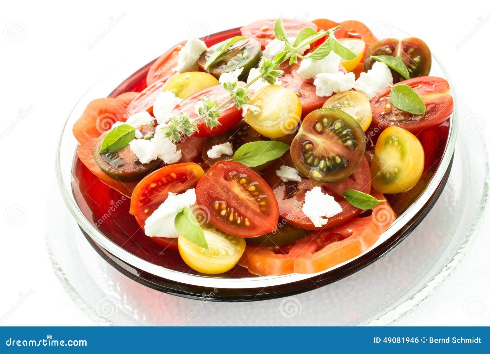 Tomatensalade Met Zachte Geitkaas Stock Foto Image of tomaten, zacht