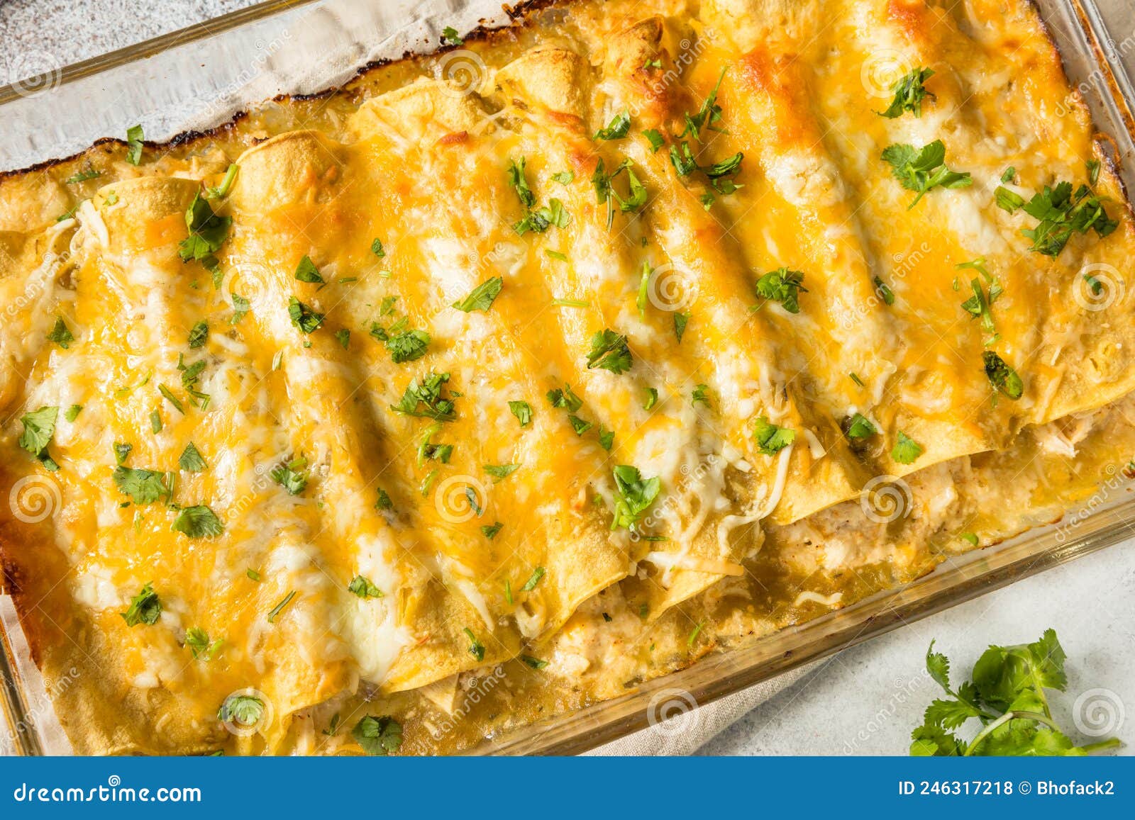 Tomatillo Green Enchiladas Mexicano Caseiro Foto de Stock Imagem de