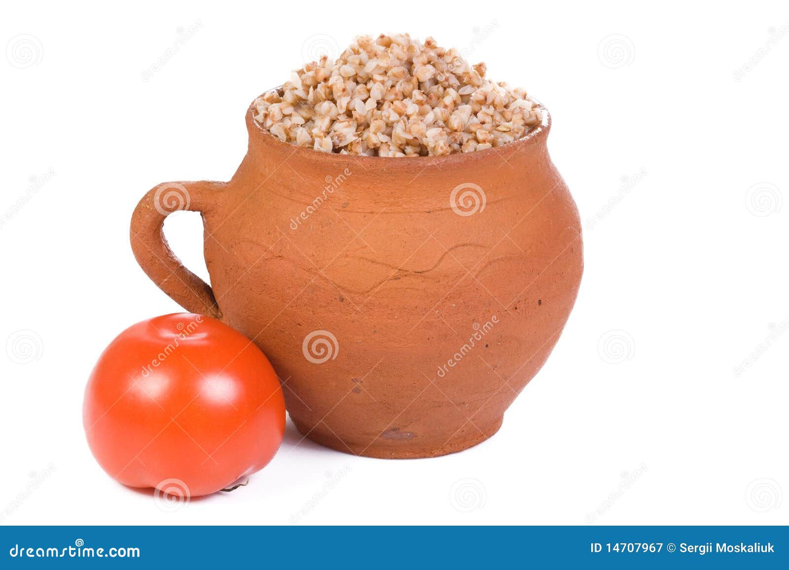 Tomato and ceramic pot stock image. Image of brown, grain 14707967