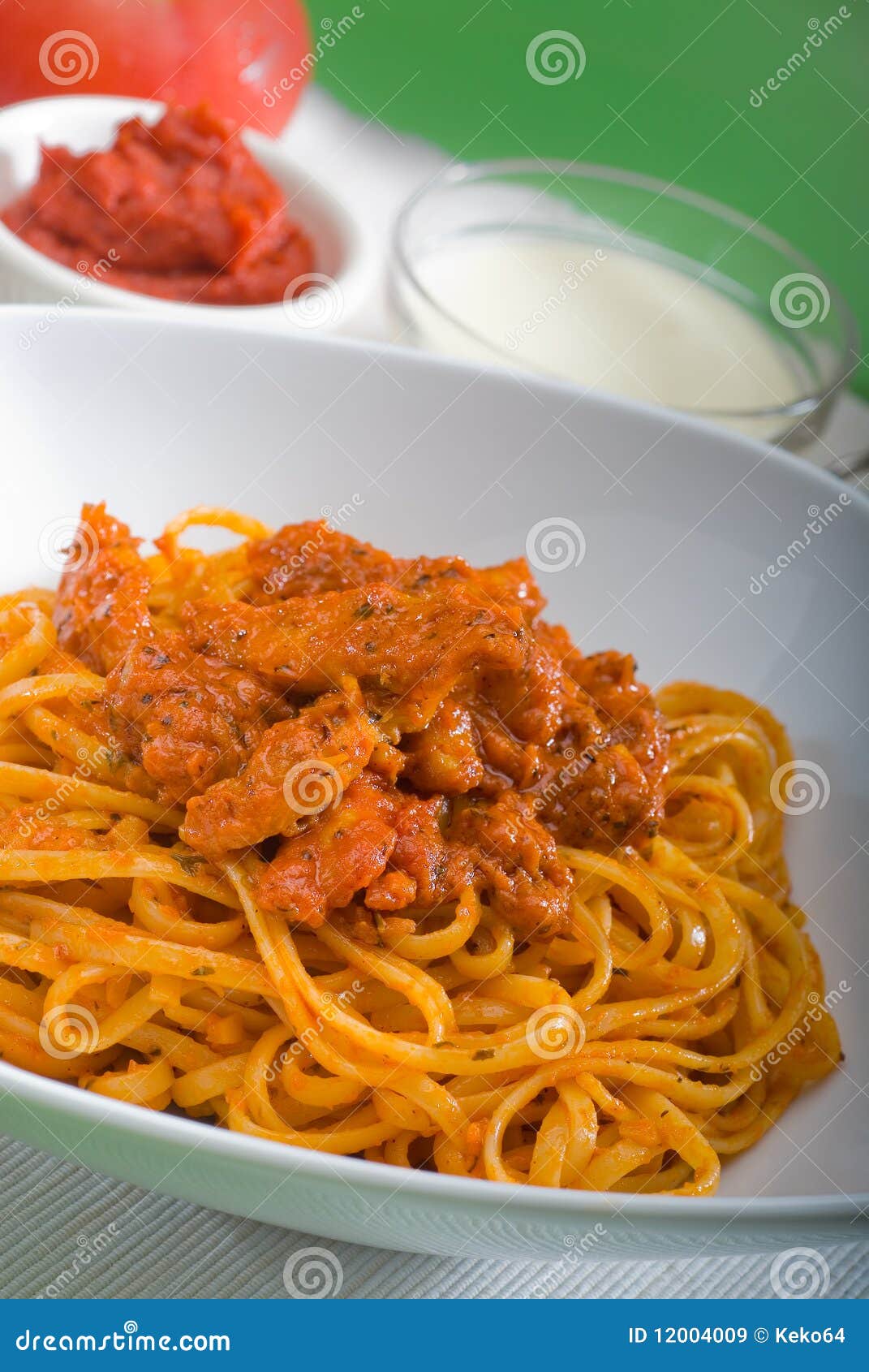 Tomato and chicken pasta stock image. Image of delicious - 12004009