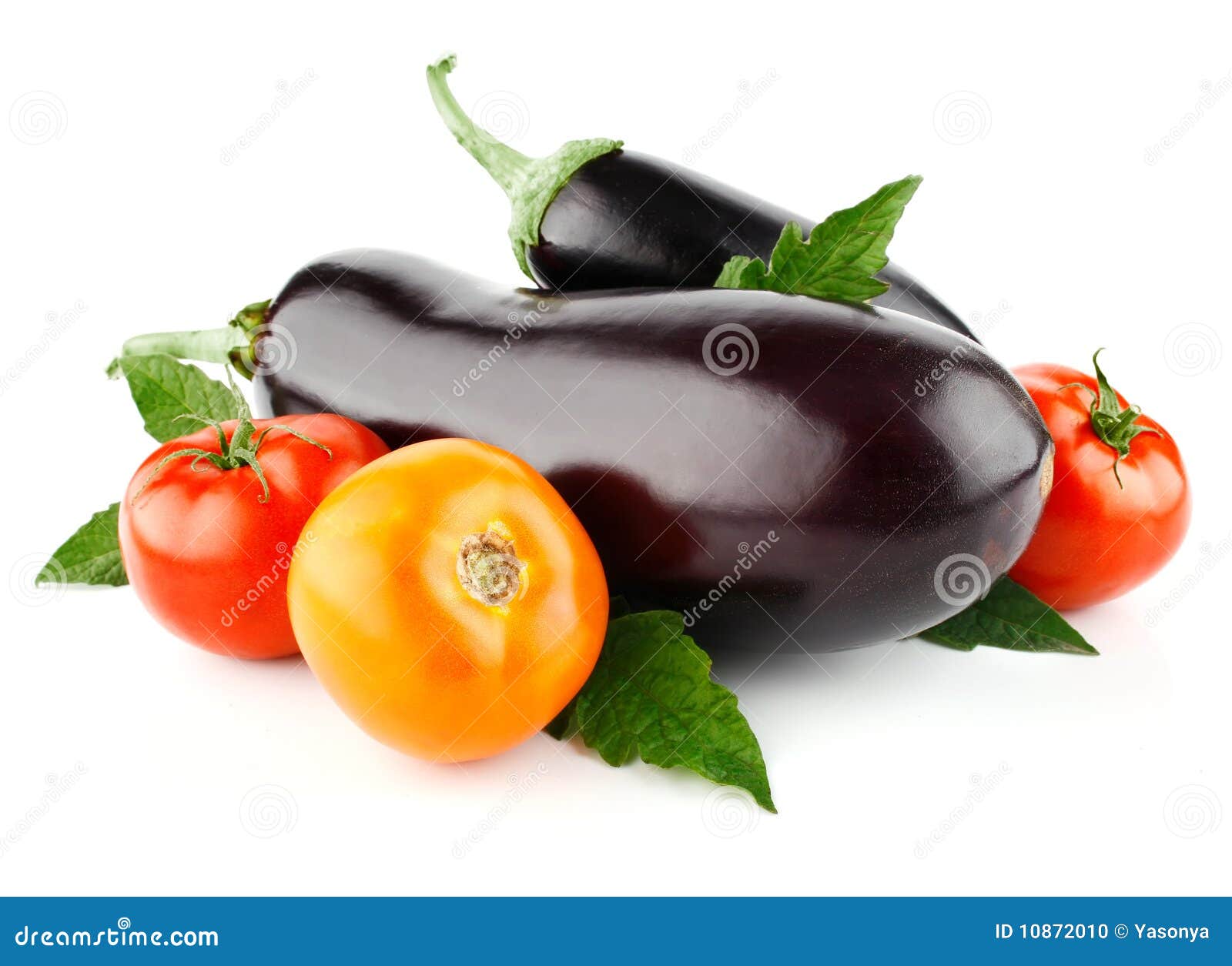 Tomato and Eggplant Vegetable Fruits Isolated Stock Photo Image of