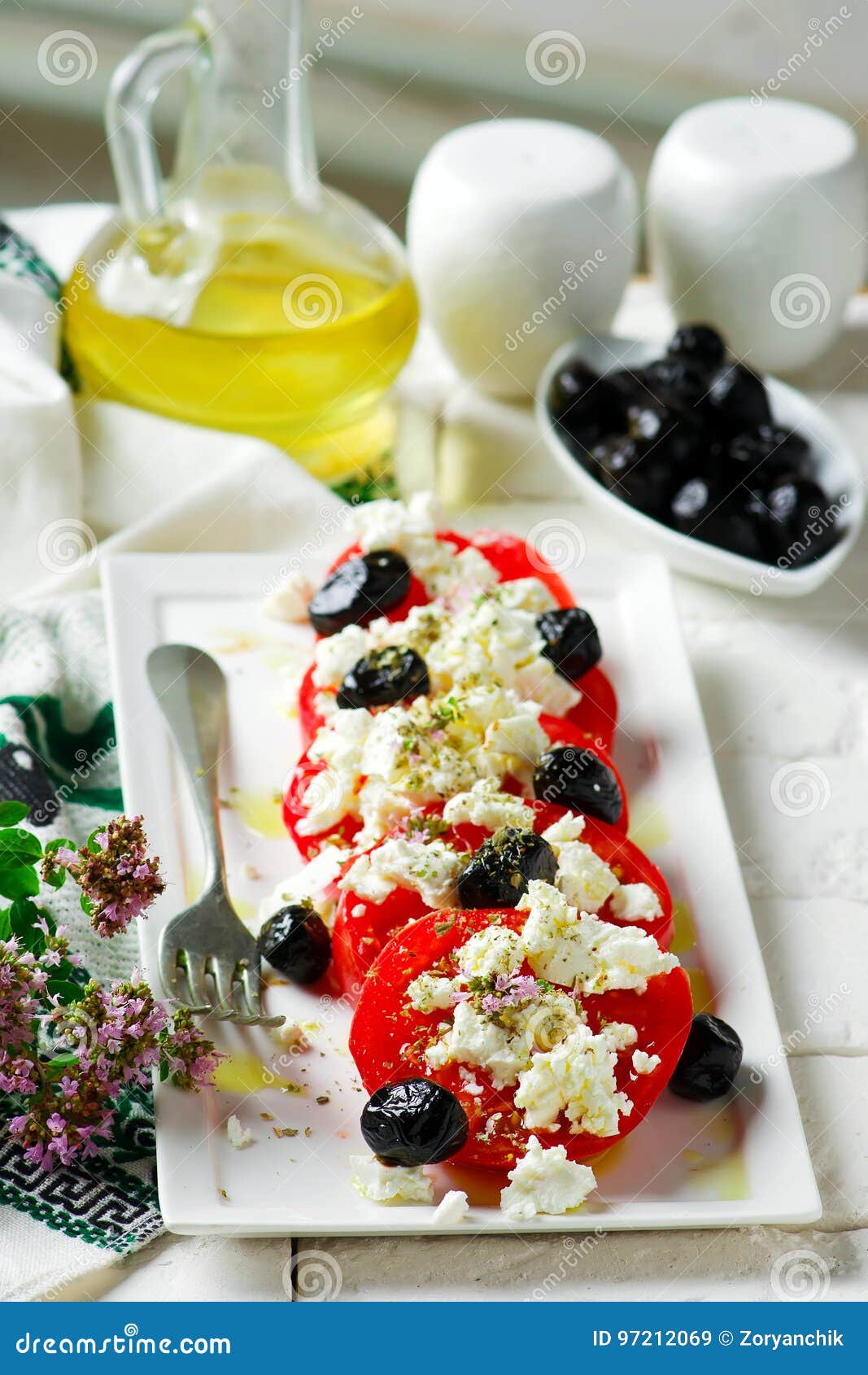 tomato and feta cheese salad.style rustic.