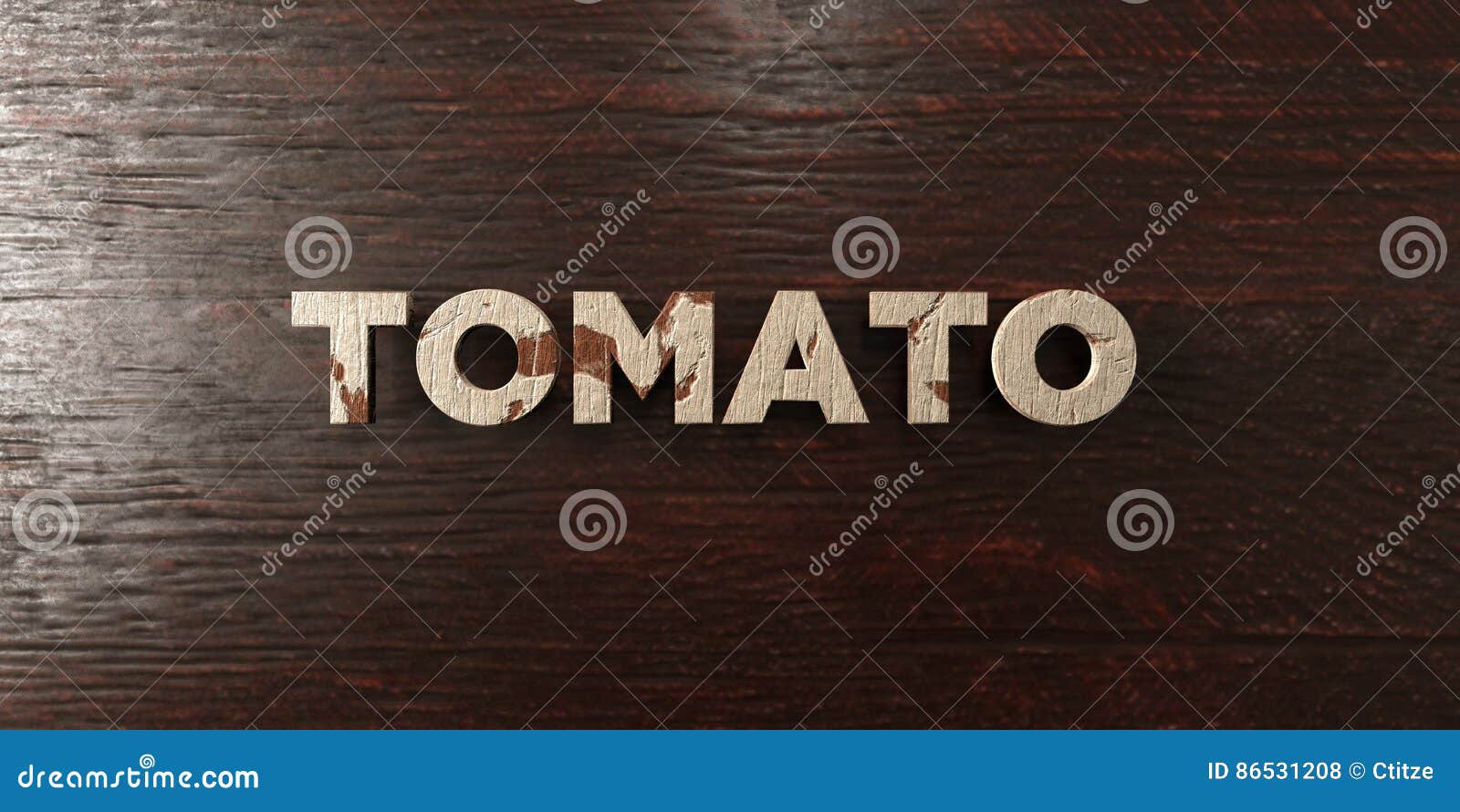 tomato - grungy wooden headline on maple - 3d rendered royalty free stock image