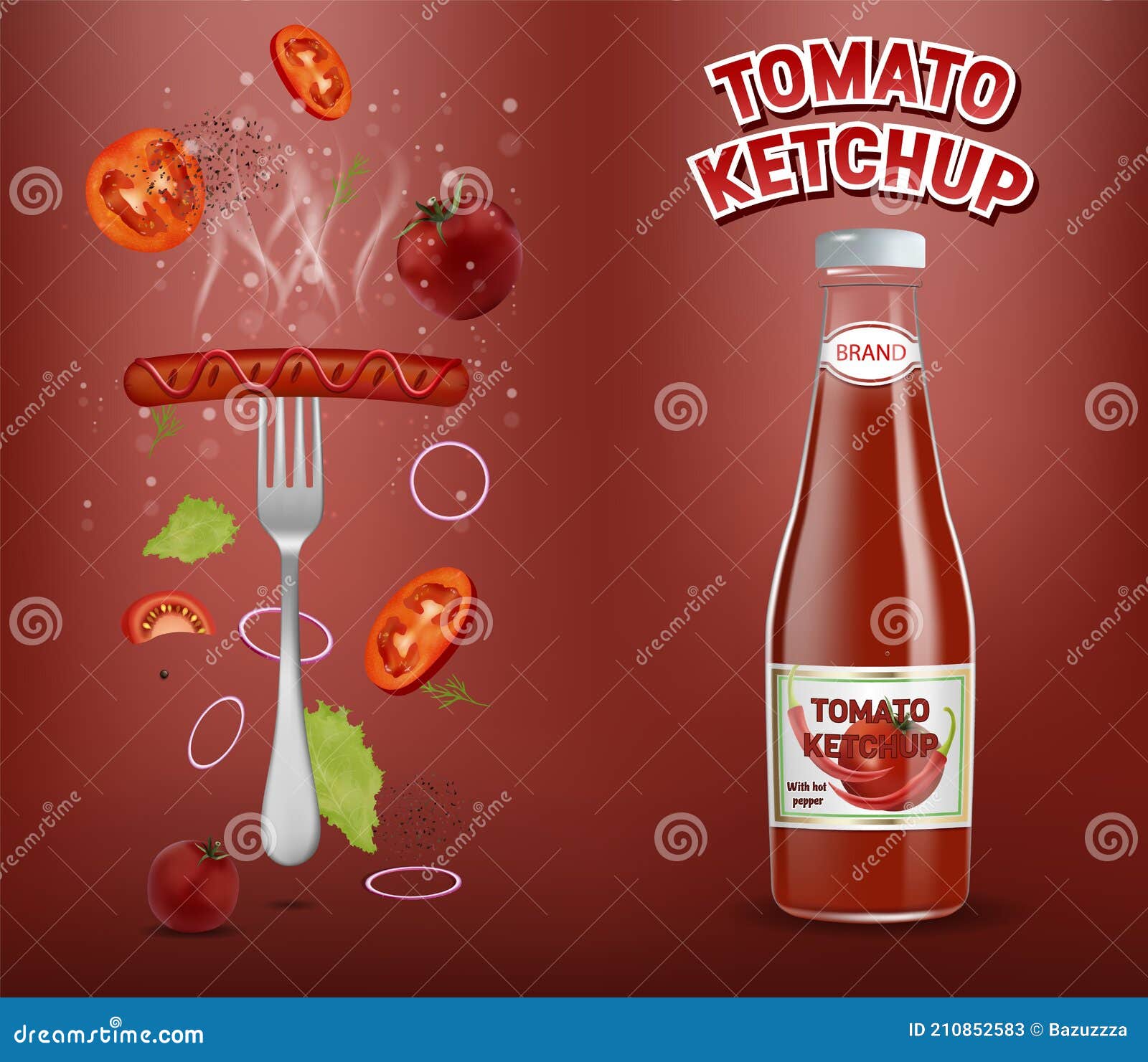 Realistic Glass Ketchup Bottle Mockup for Graphic Designers