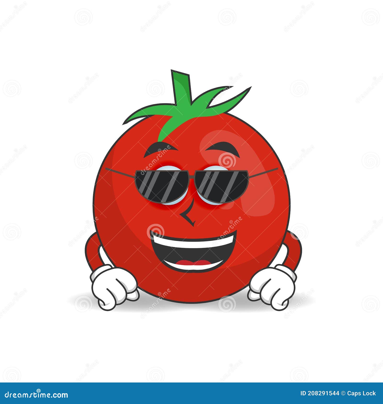 Tomato Mascot Character with Sunglasses. Vector Illustration Stock
