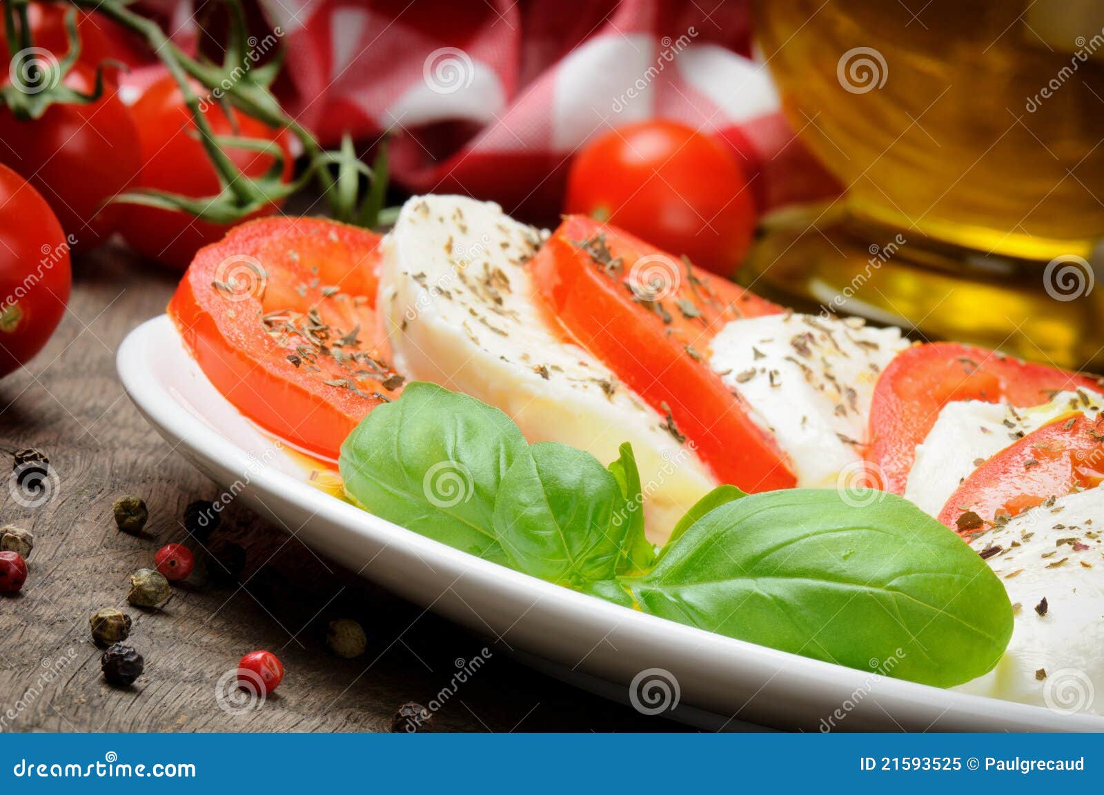 Tomato and mozzarella stock image. Image of food, green 21593525