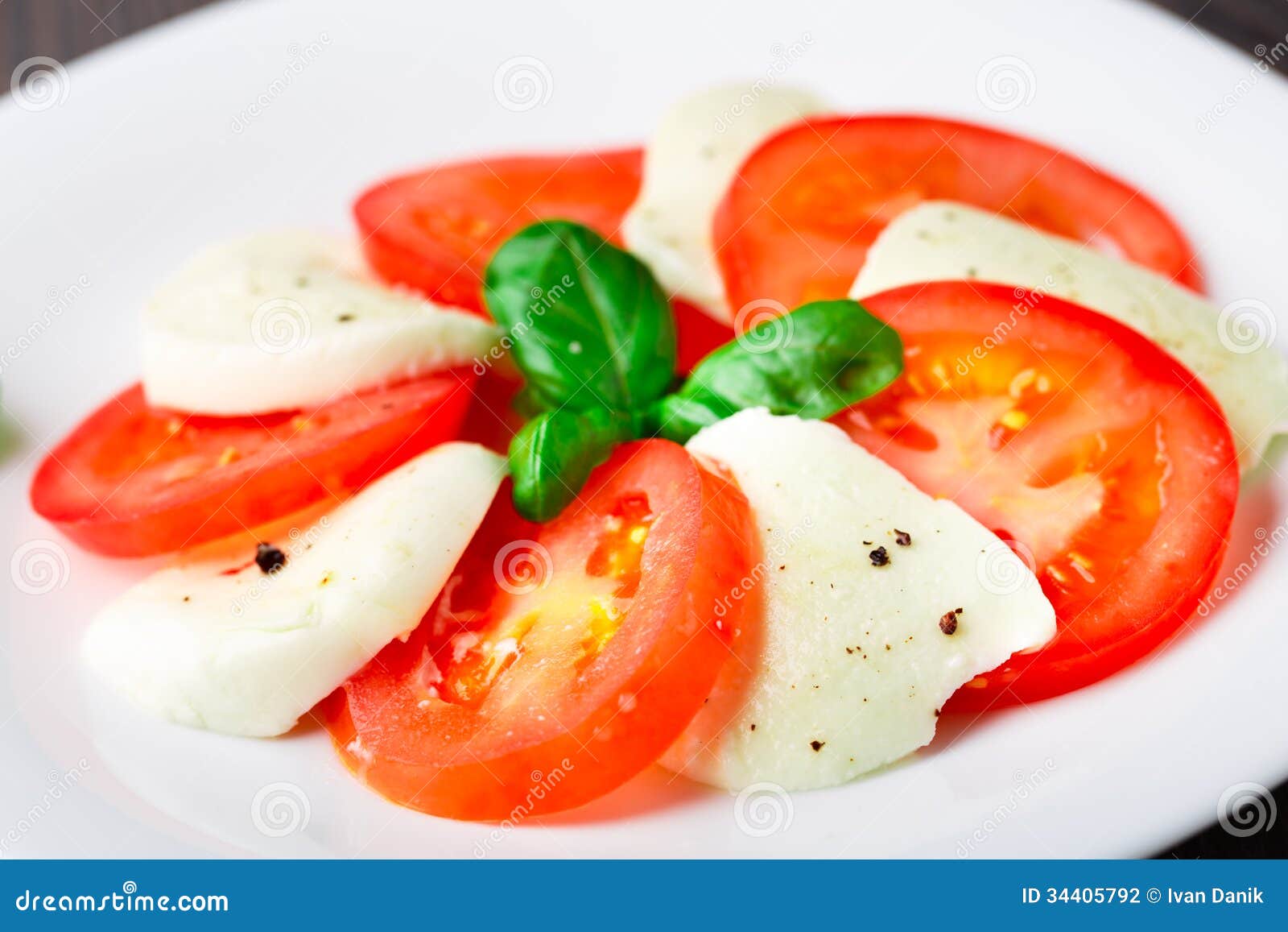 Tomato and Mozzarella with Basil Leaves Stock Photo Image of fresh