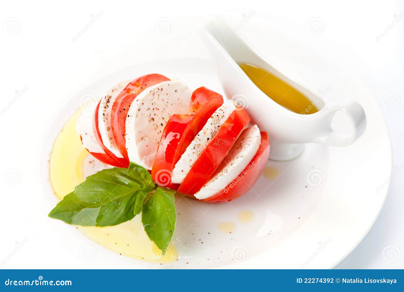 Tomato and Mozzarella Slices Stock Photo - Image of basil, green: 22274392
