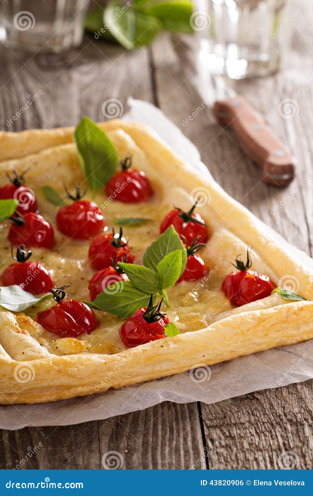 Tomato and mozzarella tart stock photo. Image of bright 43820906