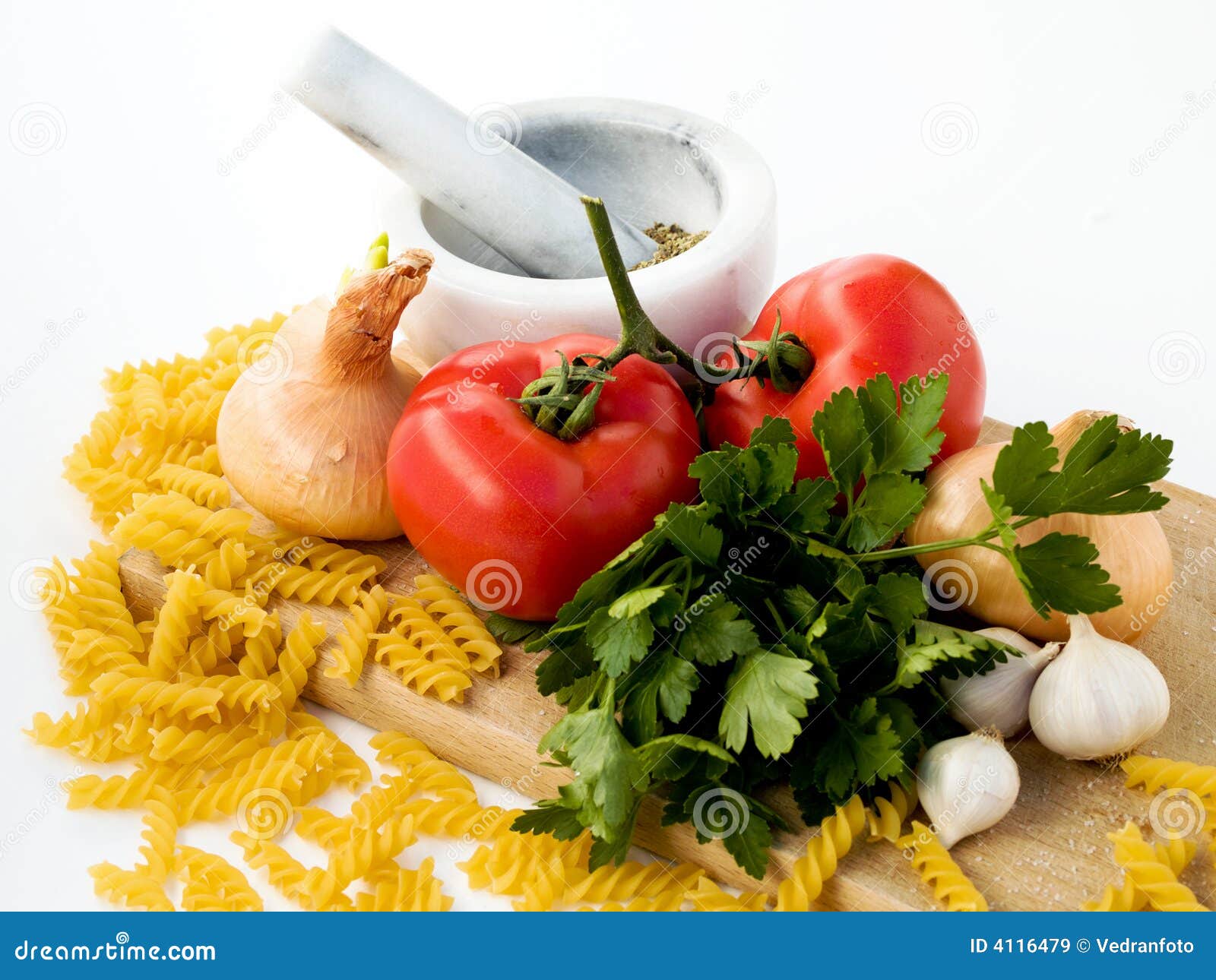 Tomato pasta ingredients stock image. Image of green, healthy 4116479