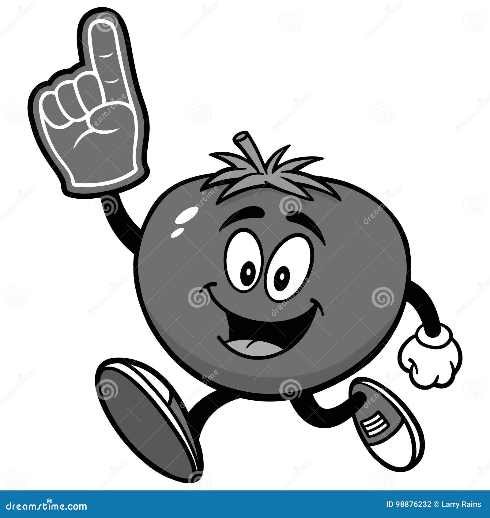 Tomato Running with Foam Finger Illustration Stock Vector