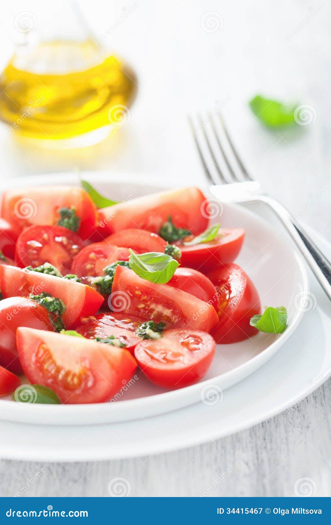 Tomato Salad with Basil Dressing Stock Image Image of ripe, health 34415467
